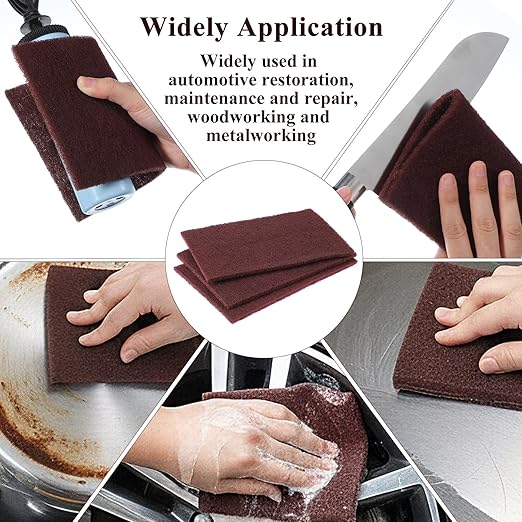 6 PCS Red Nylon Scuff Pads, Scouring General Purpose Hand Pads for Cleaning, Deburring, Scouring, Sanding, Surface Preparation (8.27 X 5.51 Inches)