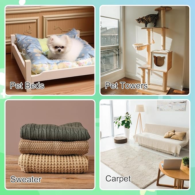 Honeydak 3 Pieces Hair Remover Tool Dog Hair Remover Pro Silicone Cleaner Brush Roller Fuzz Hairball Brush for Carpet Rake, Car Mat, Couch, Pet Bed, Clothes(Green, Light Blue)