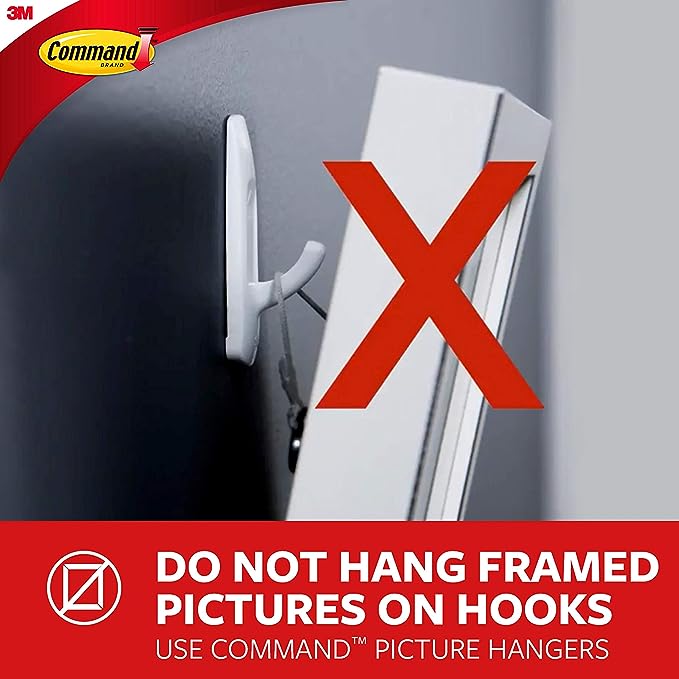 Command Medium Wire Hooks Value Pack, White, 7-Hooks, 12-Strips, Organize Damage-Free