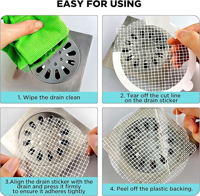 35 Pack Disposable Floor Drain Stickers, Hair Drain Stickers Disposable Shower Drain Hair Catcher Bathroom Accessories Bathtubs Mesh for Bathroom,Kitchen,Shower,Laundry (V-Round)