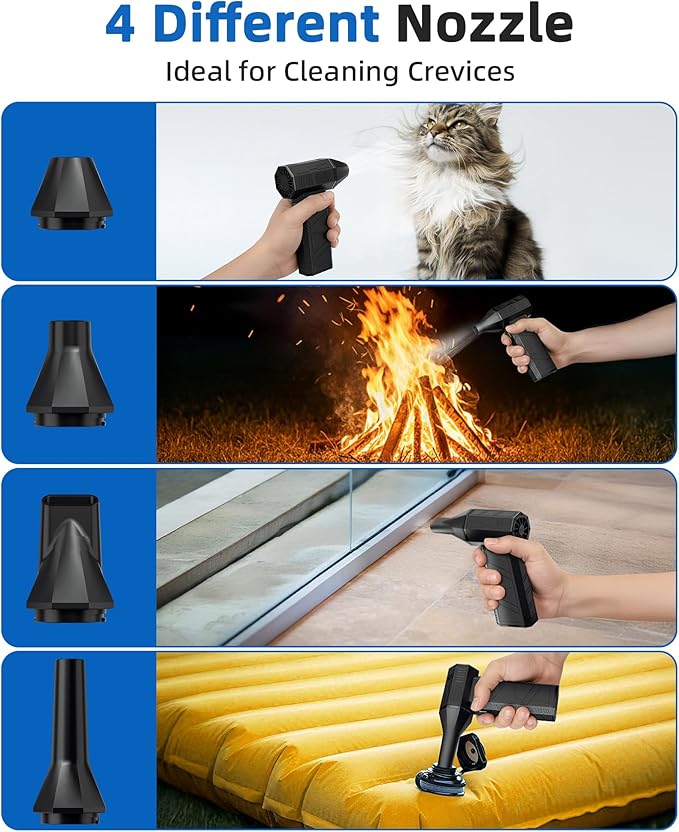Compressed Air Duster - Electric Air Duster Super Power 110000RPM，3-Gear Adjustable Mini Duster Blower with Fast Charging
