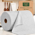 Microfiber Cleaning Cloth Roll - 100 Pack Tear Away Microfiber Paper Towels, Reusable, Washable, Scratch-Free, Kitchen Towels for Car, Home, Kitchen, Glass, Dishes (Light Grey)