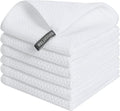 Kitinjoy 100% Cotton Kitchen Dish Cloths (12 X 12 Inches, White), 6 Pack Waffle Weave Ultra Soft Absorbent Dish Towels for Drying Dishes Quick Drying Kitchen Towels Dish Rags