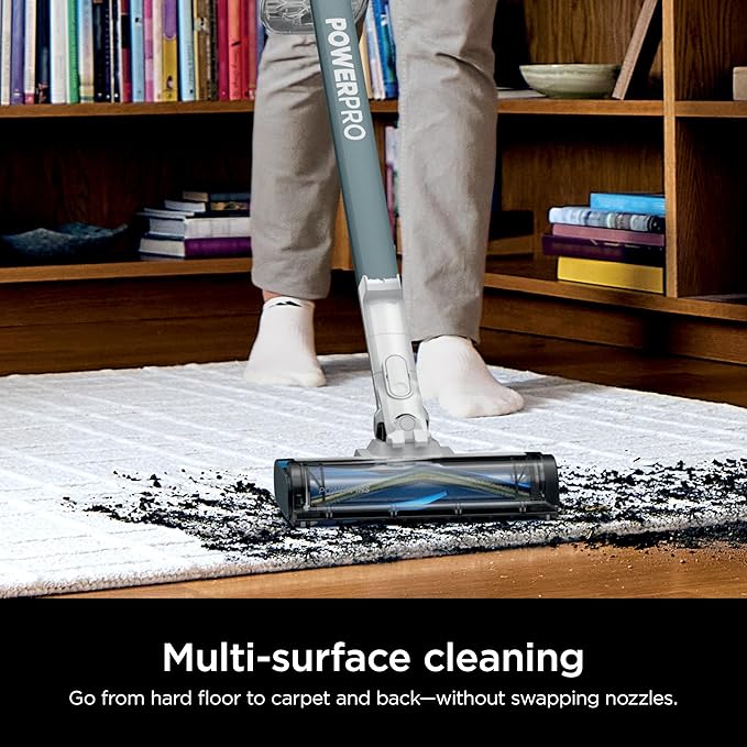 Shark PowerPro Plus Cordless Stick Vacuum, Lightweight, Rechargeable, FloorDetect Technology, HEPA Filter, Up to 50-Minute Runtime, Powerful Pet Hair Pickup, Carpets & Hard Floors, Pure Water, IZ377H