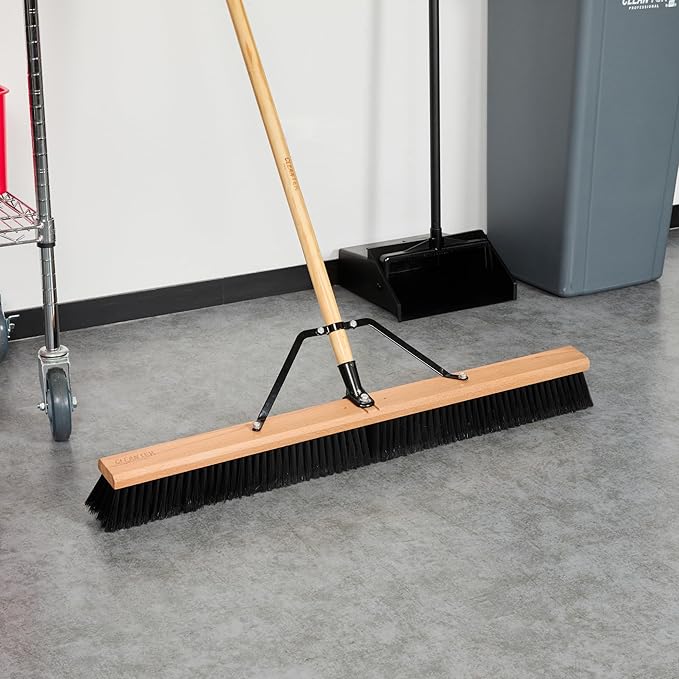 Restaurantware-BROOM HEAD ONLY: Clean Tek Professional 36-Inch Broom Head, 1 Heavy-Duty Push Cleaning Tool - Handle And Brace Sold Separately, Fine Plastic Bristles, Wooden, Commercial Use