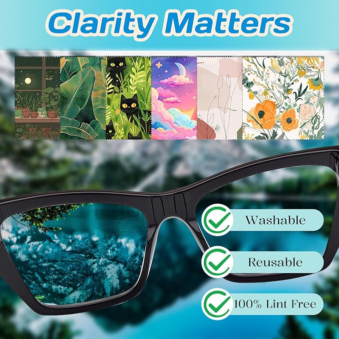 6 PCS Glasses Cleaning Cloth Eyeglass Lens Cleaning Cloth Eyeglasses Wipes Microfiber Reusable Soft for Phone Screens Camera Unisex Women Girls Cute Aesthetic (6.3"x6.3")-Orange Flower