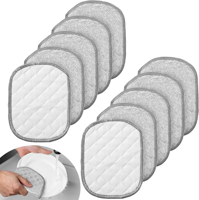 TIESOME 10Pcs Newly Upgraded Double Side Non Scratch Wire Dishcloths, Reusable Multipurpose Wire Dishwashing Rags for Wet and Dry Round Wire Washing Cloth for Kitchen, Sinks, Pots, Pans(10)