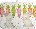Easter Spring Dish Drying Mats Cute Bunny Dish Mat Easter colorful Carrots Drying Matt Dishes Dryer Pad for Kitchen Counter Absorbent Microfiber Washable Foldable Reusable 18x24 in