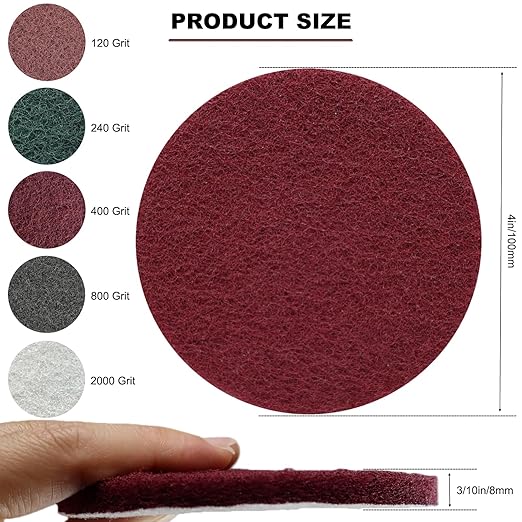 20 PCS 4 Inch 120-2000 Grit Hoop and Loop Scrubber Scouring Pads Drill Scuffing Disc Flocking Scuff Pads, Conditioning Discs Polishing Pads for Furniture Automotive Cleaning, Rust Removal