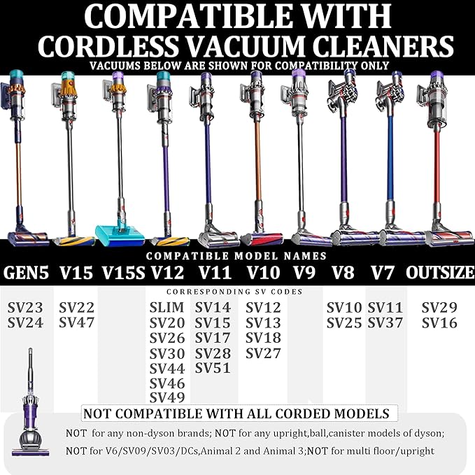 Attachments Kit for Dyson V15 V15s V9 V8 V11 V12 V10 V7 Gen5 Cordless Vacuum Cleaner,Compatible with Detect/Absolute/Outsize/Slim Accessories Replacement Brush Parts