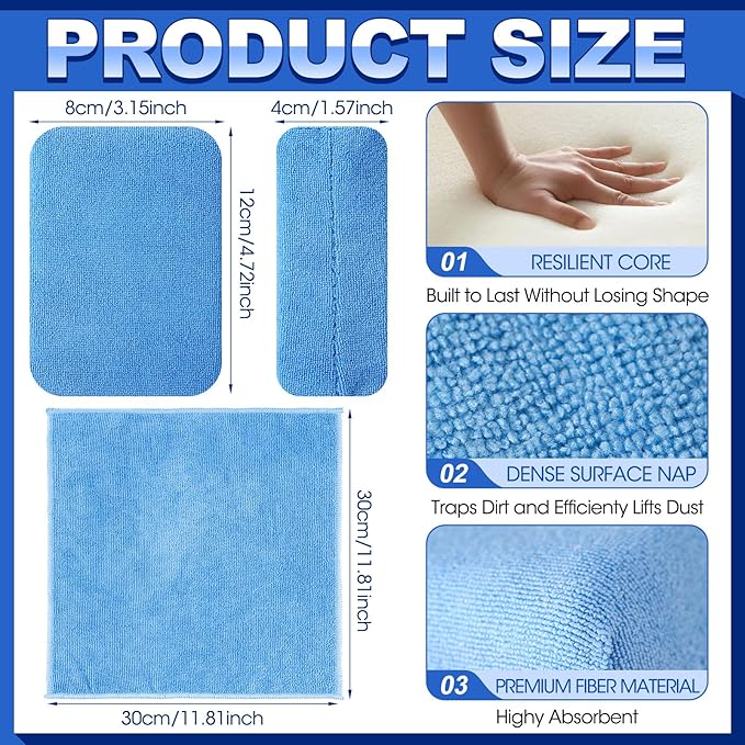 24 Pcs Microfiber Applicator Pad Kit Include Non Scratch Car Wash Sponge and Cleaning Cloth Microfiber Towels Premium Wax Foam Applicator Pads for Car Drying, Detailing, Buffing