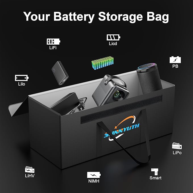 12V 200Ah LiFePO4 Lithium Battery Fireproof Safe Bag, Large Capacity Explosion-proof Lipo Battery Bag for Charging and Storage, Waterproof Box for Documents and Valuables - 22×9×9.5in