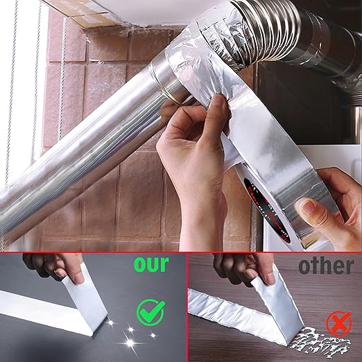 Aluminum Foil Duct Tape Heavy Duty,High Temperature Sealing and Patching,for HVAC,Air Ducts,Metal Repair, Foamboard,Insulation,Dryer Vent and More,2 Inch x 30 Yards,Silver