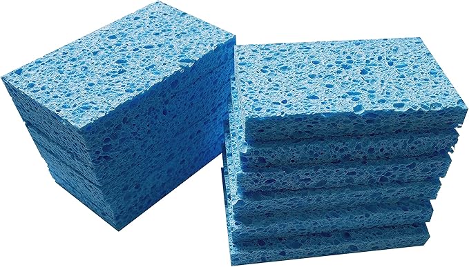Heavy Duty Cleaning Scrub Wood Pulp Sponge,Non-Scratch (Pack of 12)