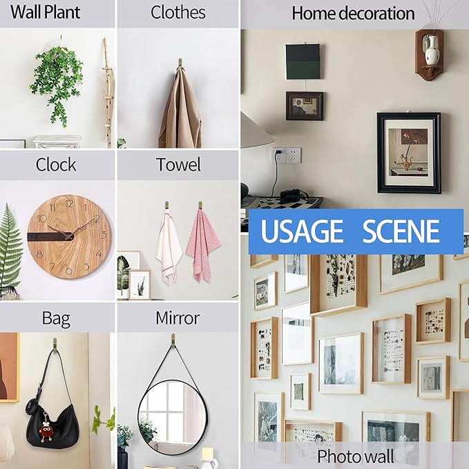 Aynoo 304 Pieces Picture Hanging Kit,Coat and Towel Wall Hooks,4 Size Picture Hooks Including 10/30/50/100 lbs,Metal with Nails
