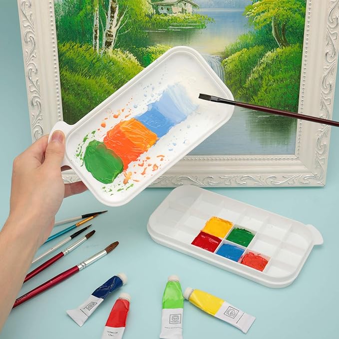MyLifeUNIT Paint Brush Cleaner, Paint Brush Holder and Organizers with Palette for Acrylic, Watercolor, and Water-Based Paints (White)