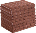 Microfiber Dish Towels - Soft, Super Absorbent and Lint Free Kitchen Towels - 8 Pack (Lattice Designed Brown Colors) - 26 x 18 Inch
