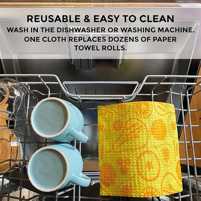 Original Swedish Dishcloths – 20 Pack Reusable Cellulose Sponge Cloths | Made in Sweden | Eco-Friendly, Absorbent Dish Rags for Kitchen, Counters & Household Cleaning