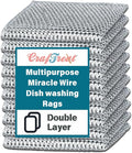 CrafTreat Non Scratch Wire Dishwashing Rag, 10 Pack Double Layer Reusable Wire Dishcloth, Silver Mesh Metal Cleaning Cloth for Pots, Pans, Sink, Steel Cookware, Wet & Dry Cleaning