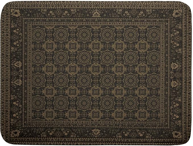 Brown Antique Tabriz Rug Dish Drying Mat for Kitchen Counter,Retro Turkish Vintage Floral Block Print Drying Mat 18 x 24 Inch with Absorbent Reversible Microfiber Drying Pad for Coffee Bar