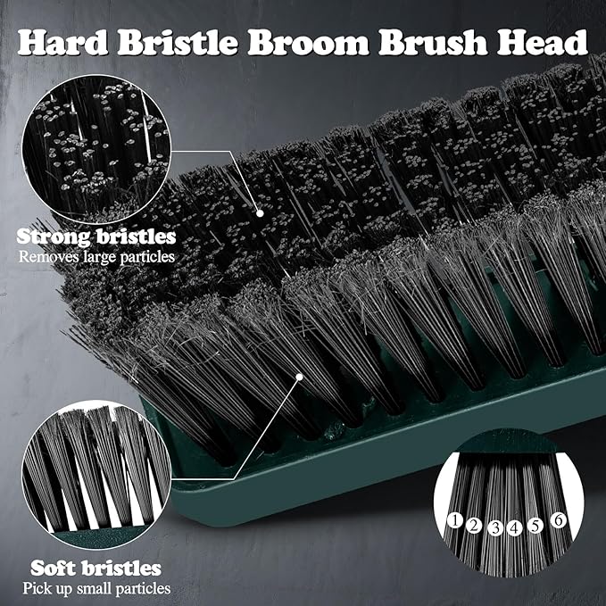 MASTERTOP 24" Push Broom Outdoor, Heavy Duty Garden Brush Broom with 58" Long Handle and Stiff Bristles,Commercial Outdoor Broom for Deck Driveway Garage Yard Patio Warehouse Concrete Floor Cleaning