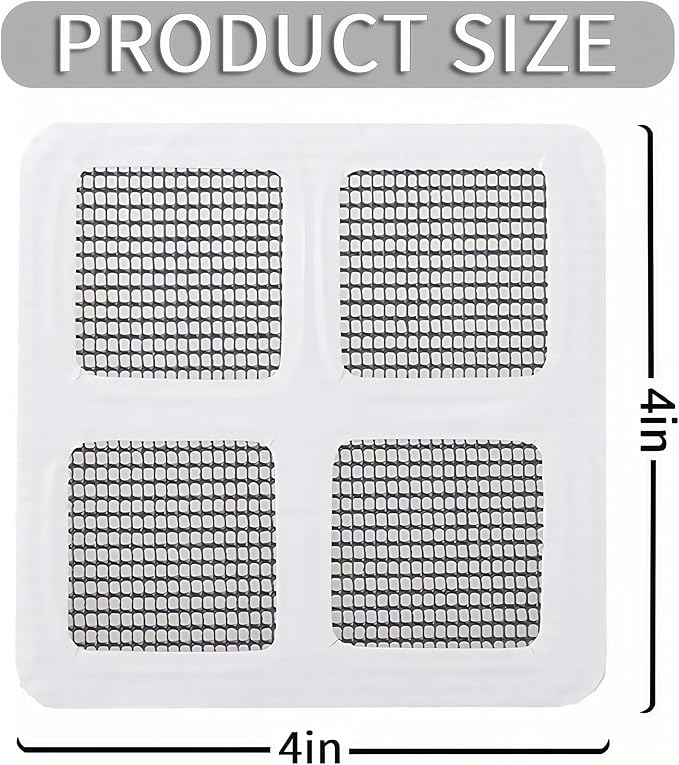 60 Pack Disposable Shower Drain Hair Catcher, 4" X 4" Disposable Drain Hair Catcher, Floor Drain Filter Stickers, Square Shower Drain Mesh Sticker, Bathroom, Laundry, Bathtub, Kitchen, Sink