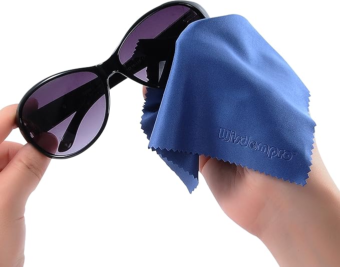 Wisdompro 8-Pack 6x7 Inches Microfiber Cleaning Cloth for Camera Lens, Glasses, Phone, iPhone, iPad, Tablet, Laptop, LCD TV, Computer Screen, Monitor and Other Electronics Device - Blue