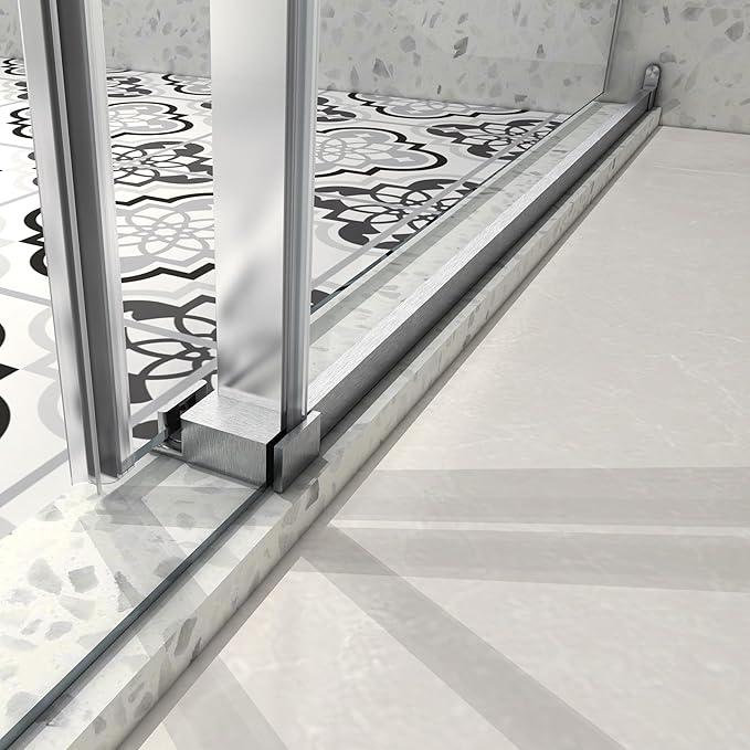 Favfurish 55"-60" W x 76" H Single Sliding Shower Door with Adjustable Soft Closing Design, Frameless Glass Shower Door with 5/16‘’(8mm) SGCC Tempered Clear Glass, Easy to Install, Brushed Nickel