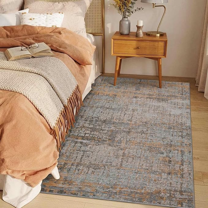 3x5 Washable Entryway Rug, Non Slip Boho Runner Rugs for Hallway, Entrance, Kitchen, Bathroom, Laundry Room, Soft Entryway Carpet, Throw Low Pile Retro Imitation Wool Carpet, Taupe