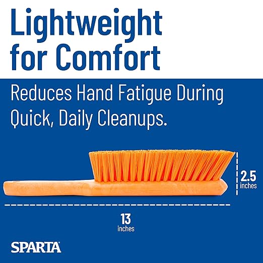SPARTA Handheld Soft Counter Brush 8 Inch Bristle Span, Multi-Use Dust Brush with 5 Inch Handle for Tables, Countertops, and Delicate Surfaces, Polyester, Orange, (Pack of 6)