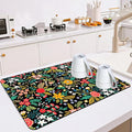 Dish Drying Mat for Multiple Usage. Super Absorbent, Easy clean, Quick dry, Cocina Accesorios for Kitchen Counter or Faucet Sink, Coffee bar, Refrigerator or Air fryer liners, 1 Pack wildflowers