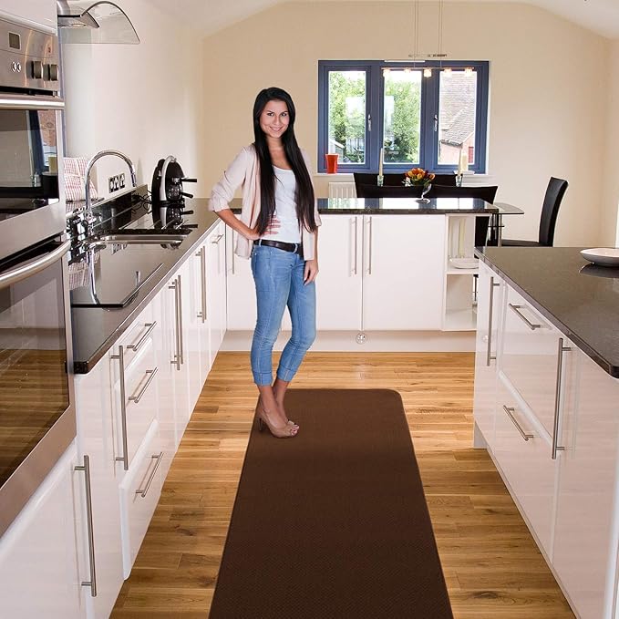 House, Home and More Skid-Resistant Carpet Runner - Chocolate Brown - 10 Feet X 27 Inches