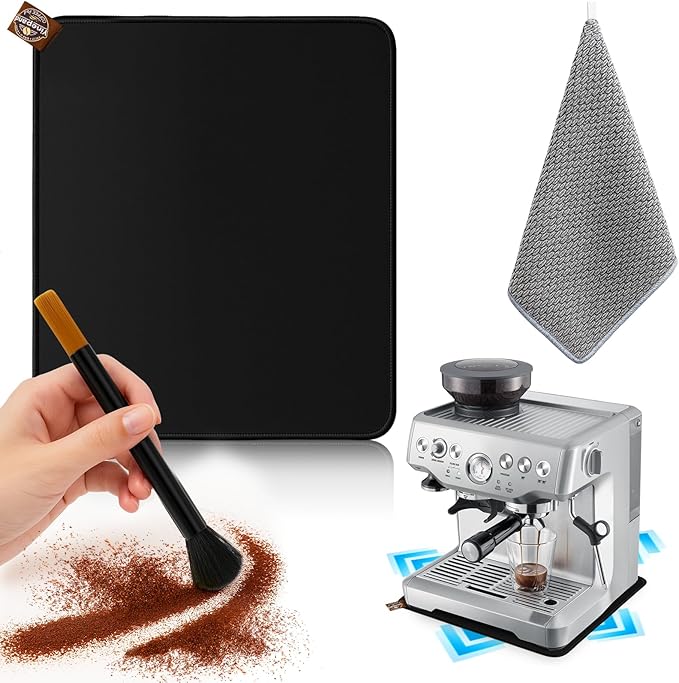 1 Pcs Sliding Mat for Breville Espresso Machine 870XL, with Microfiber Towel and Coffee Brush, Slide Easily,Cleanig Kit, Cafe Accessories,Scratch-Free Movement for Countertop and Keep Machine Clean