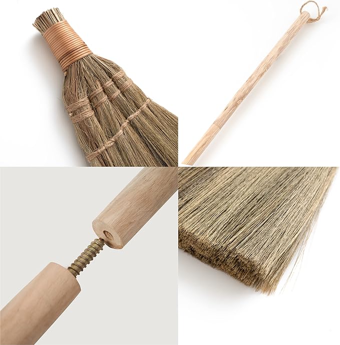 Vietnamese Straw Soft Broom for Cleaning with Long Handle Broom- Broom Decorative 9.45'' Width, 45.28" Length