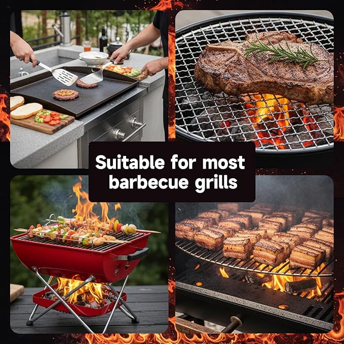 BBQ Grill Brush for Outdoor Grill Accessories with Stainless Steel Scraper Grill Brush Bristle Free Flat Top Grill Cleaner BBQ Cleaning Brush for All Grill Types