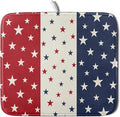 Blue Red White Star July of 4th Patriotic Dish Drying Mat for Kitchen Counter 16x18 Independence Day Absorbent Reversible Microfiber Drying Mats Kitchen Countertop Protector Dishes Drainer Rack Pad