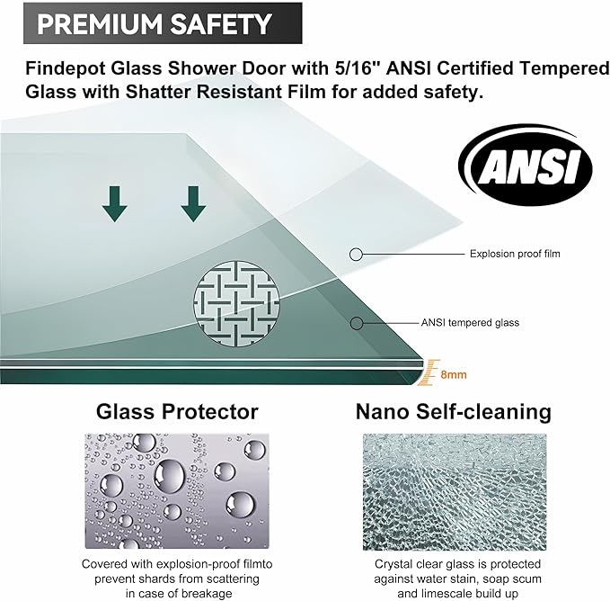 56"-60" W x 75" H Frameless Shower Door, Double Sliding Shower Door,5/16"(8mm) Clear Tempered Glass,Silent Soft-Close Design,Matte Black