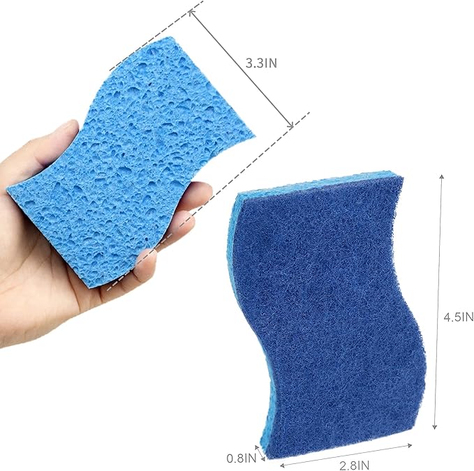 CELOX Sponges Kitchen, Sponge for Dishes, Cleans Fast Without Scratching, Blue