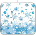 Winter Snowflake Blue Dish Drying Mat for Kitchen Countertop 16x18 Christmas Snowman White Xmas Small Drying Mat Reusable Quick Dry Dish Sink Mats Easy Clean Decorative Essentials