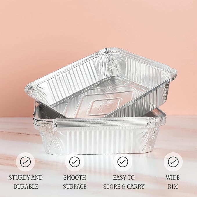 PLASTICPRO Disposable 9'' X 9'' X 2'' Inch Square Aluminum Tin Foil Baking Pans Bakeware - Cookware Perfect for Baking Cakes, Breads, Brownies, Bread, Meatloaf, Lasagna, Pack of 10