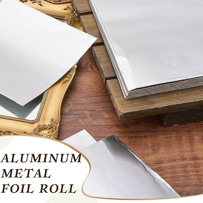 40 Packs Aluminum Metal Crafts DIY Foil 12 Inch x 12 Inch x 0.07 mm Thick for Art Project Aluminum Flashing Roll Wide Sheet Multipurpose Metal Sheets(Silver)