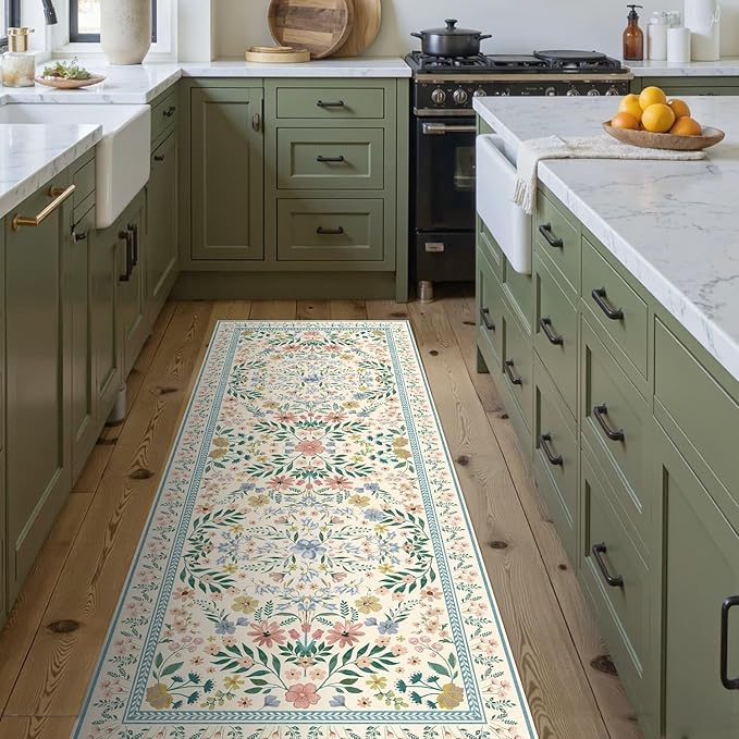 Floral Rug for Living Room Bedroom(Green 2x5
