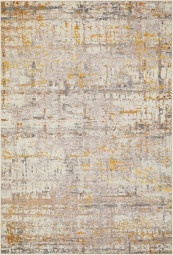 3x5 Washable Entryway Rug, Non Slip Boho Runner Rugs for Hallway, Entrance, Kitchen, Bathroom, Laundry Room, Soft Entryway Carpet, Throw Low Pile Retro Imitation Wool Carpet, Gold Beige