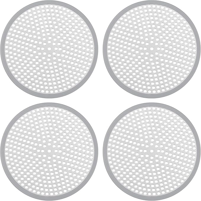 Ohtomber Shower Drain Hair Catcher - 4.72" 4PCS Stainless Steel Shower Stall Sink Drain Cover Strainer,Bathtub Hair Filter Trap Stopper, Bathroom Floor Screen Protector with Silicone Rim