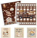 5 Pack Mixed Farmhouse Coffee Bar Kitchen Dishcloths Dish Towel, Dish Towels for Kitchen, Swedish Dishcloth Coffee Bar Decor, Paper Towels Reusable, Dish Cloth Towel Cleaning for Home