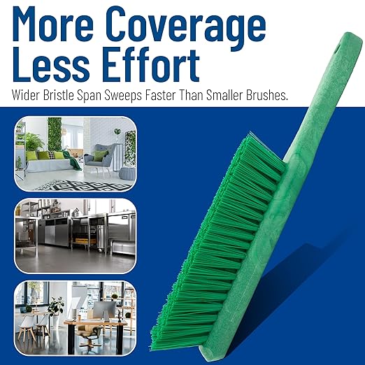 SPARTA Handheld Soft Counter Brush 8 Inch Bristle Span, Multi-Use Dust Brush with 5 Inch Handle for Tables, Countertops, and Delicate Surfaces, Polyester, Green, (Pack of 6)