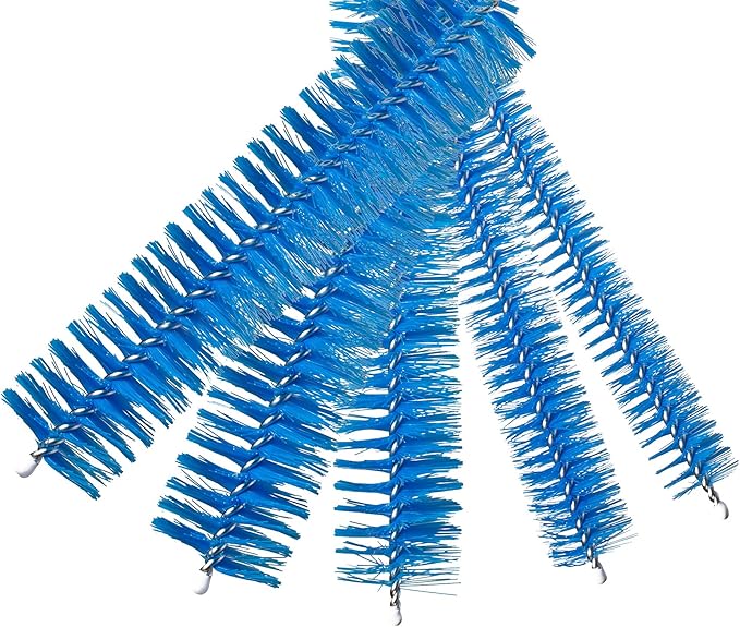 10" Tube Cleaning Brush Set, 5 Pack Large, Extra Long Nylon Straw Brushes with Flexible Handles for Bottles, Cleaning Straws, Pipe Cleaners, Keyboard, Glass, Guns, Detailing and Deep Cleaning, Blue