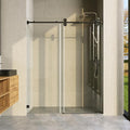 Frameless Shower Door, 50"-54" Wide, 76" High, 3/8" (10mm) Clear Tempered Glass, Noiseless, Waterproof Bathroom Shower Door, Matte Black Finish