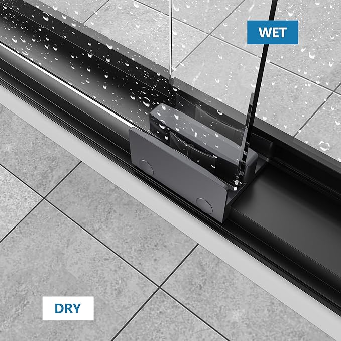 50-54" W x 70" H Semi-Frameless Double Sliding Shower Door, Bypass Shower Door with 1/4" (6mm) SGCC Tempered Glass, Matte Black Finish