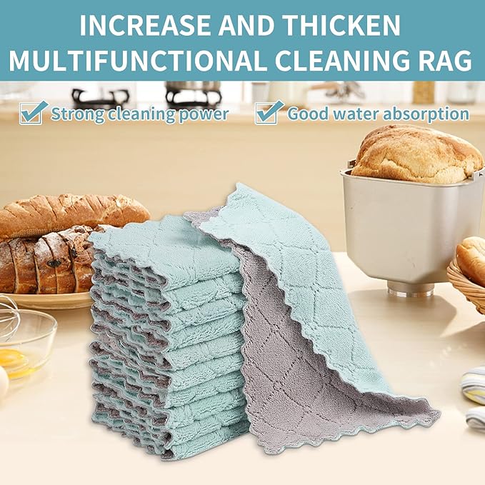 10 Pack Kitchen Dish Cloths Dish Towels,Super Absorbent Coral Fleece Cloth,Premium Dishcloths,Nonstick Oil Washable Fast Drying Dish Rags,Reusable Cloth forTable Chair Dish Glass